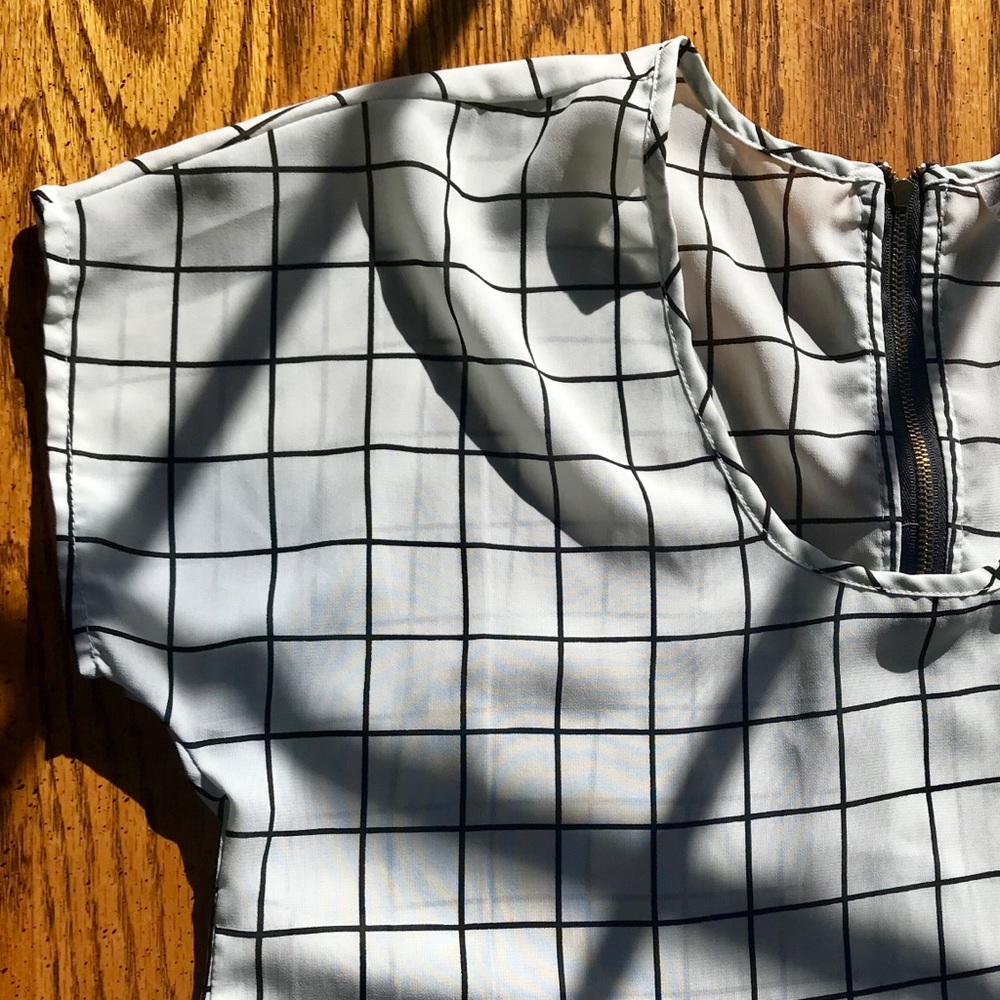 Preppy patterned top.